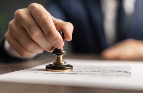 Hand stamping document official business