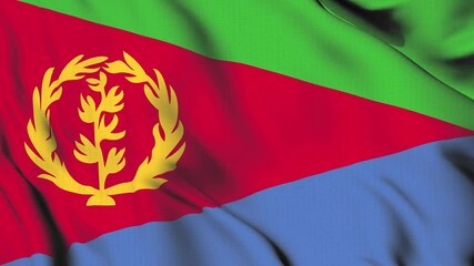 The Eritrea country flag waves in the wind.