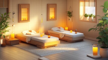 A Serene spa room peaceful atmosphere