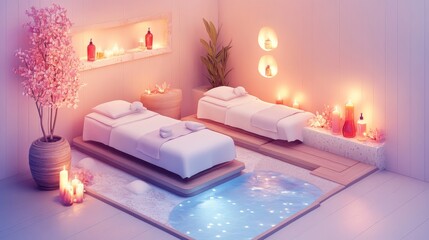 A Serene spa room peaceful atmosphere