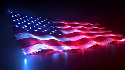 A Glowing USA flag, vibrant and proud