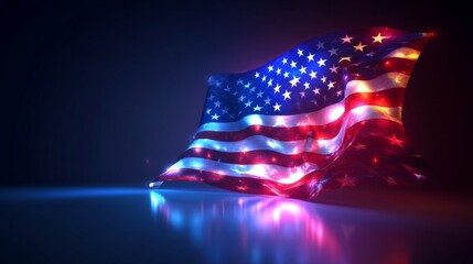 A Glowing USA flag, vibrant and proud