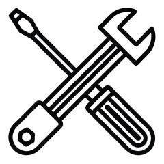 Crossed screwdriver and wrench icon isolated on white background