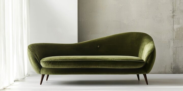Olive green sofa in minimalist space