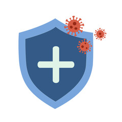 Virus germs and bacteria protection. Healthy immune system, adult man and woman protected from viruses and bacterias by immunity shield vector iilustration set. Person resistant and prevention disease