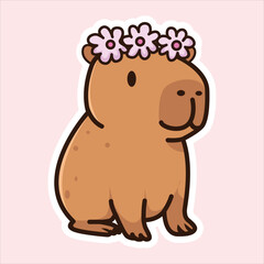 Adorable Capybara Illustration Bundle Costumes Beautifull Flowers
