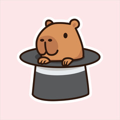 Adorable Capybara Illustration Bundle Hiding In Magic Hat