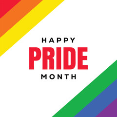 Happy Pride Month rainbow concept on white. Pride flag (Freedom flag) - LGBTQ community and movement of sexual minorities. 
