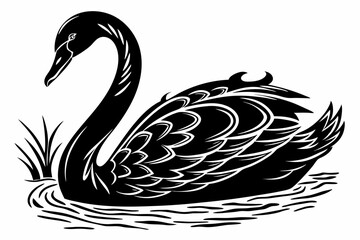 swan silhoette black vector