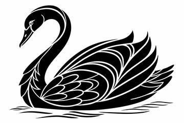 swan silhoette black vector