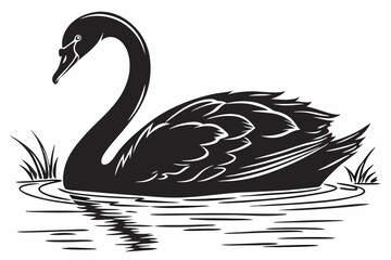 swan silhoette black vector