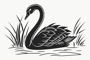 swan silhoette black vector