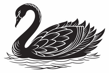 swan silhoette black vector