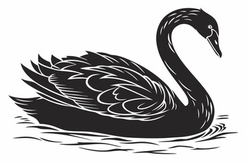 swan silhoette black vector
