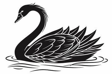swan silhoette black vector