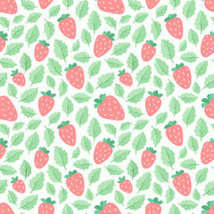 Tile pattern with sweet strawberries and leaves