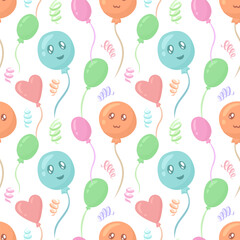 Seamless pattern with cartoon balloons