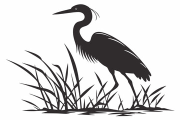 egret sihouette black vector