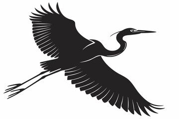 egret sihouette black vector