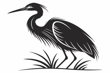 egret sihouette black vector