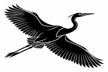 egret sihouette black vector