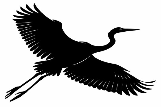 egret sihouette black vector