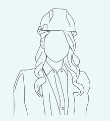 female construction worker. engineer in hardhat and safety vest