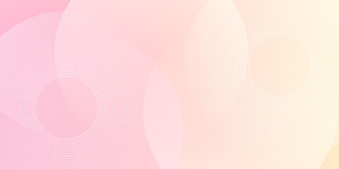 Minimalist banner background, pastel colorful, pink and yellow gradations. Circle effect style geometric, abstract background. Eps 10.