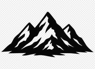 Black and white mountain peak silhouette illustration