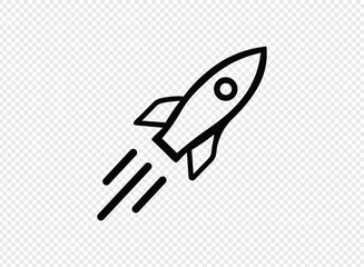 Simple line art rocket ship launching icon