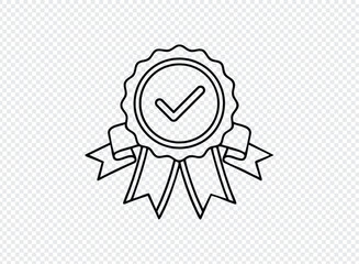 Approved badge icon with check mark and ribbon