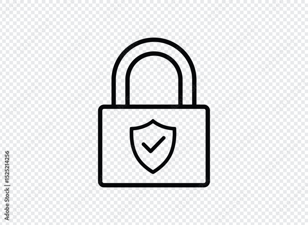Poster secure padlock icon with shield and check mark