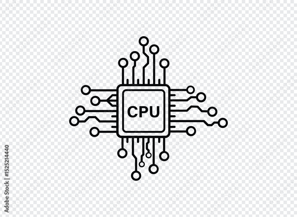 Poster simple cpu microchip processor icon illustration