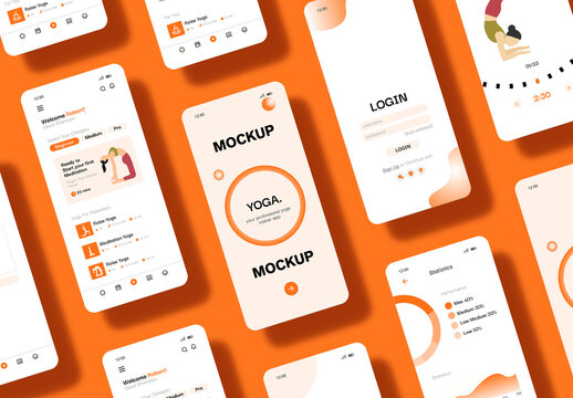 Modern Mobile App UI Screen Mockup Presentation Template