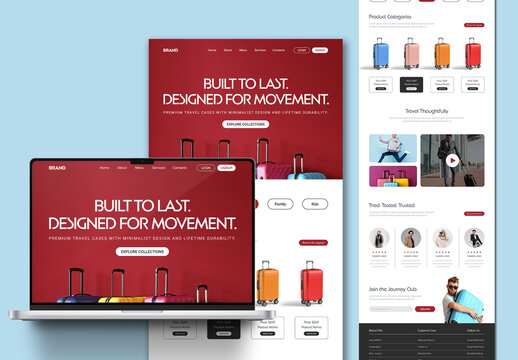 Modern Suitcase Store Ecommerce Landing Page UI Template