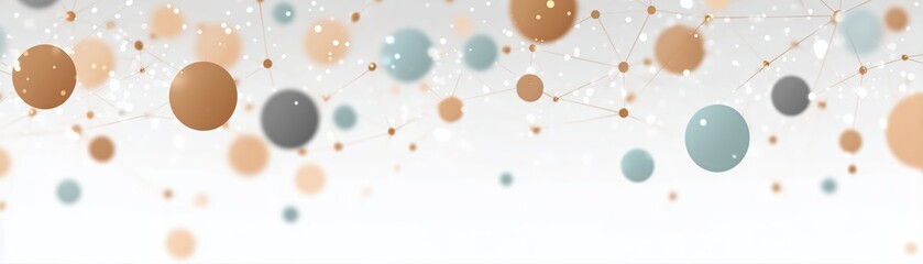 Abstract floating spheres connected with glowing lines, technology and connectivity concept.