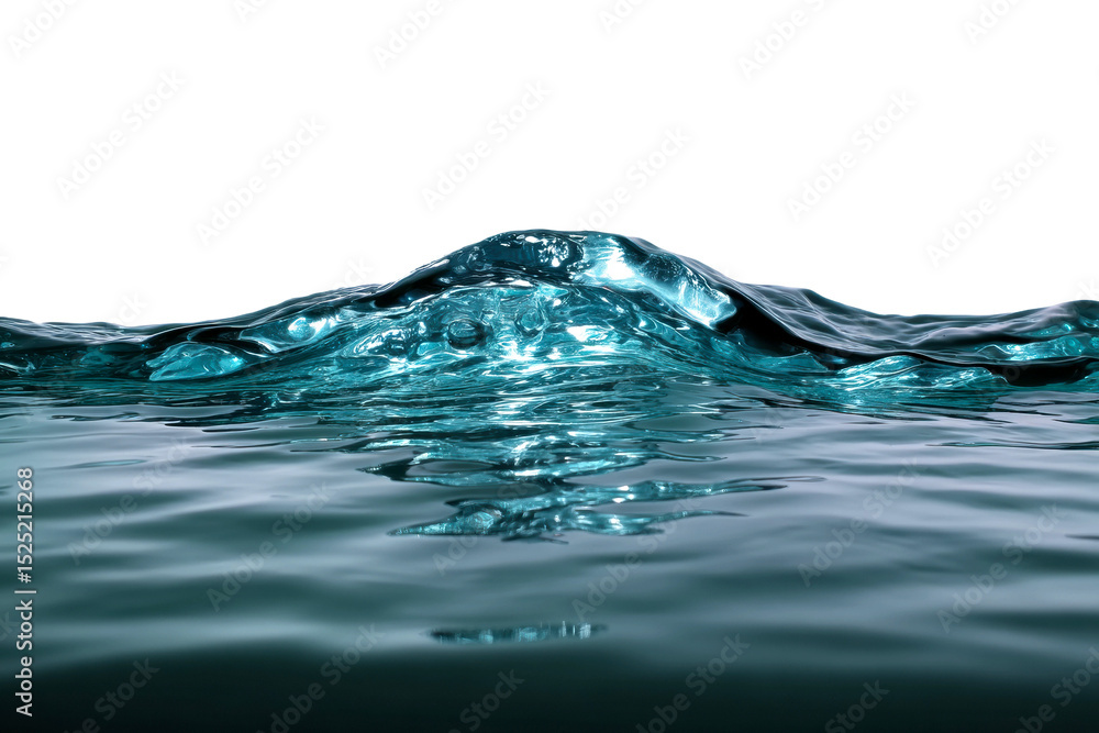 Poster dynamic water wave movement ocean nature calm environment close-up view isolated on transparent back
