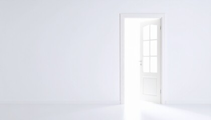 Bright White Room with Open Doorway Leading to Light.