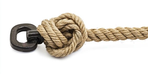 Fototapeta premium Rope tied in a knot with a pulley nearby