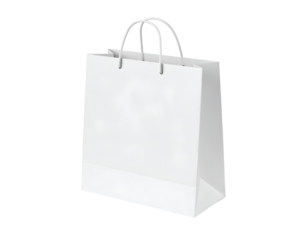 White shopping bag with handles on a transparent background