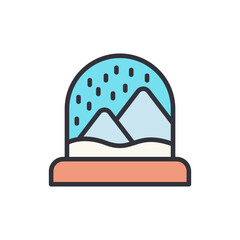 Enchanting Snow Globe Featuring Snowy Mountains And Falling Snowflakes