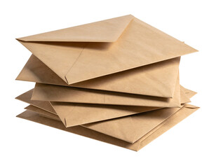 Stack of brown envelopes on a transparent background