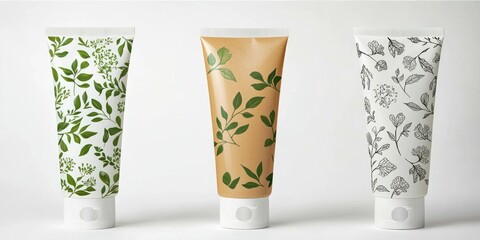 Fototapeta premium Shampoo and conditioner tubes with eco-friendly labels