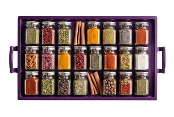 Spice tray with glass jars neat