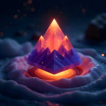 A visually captivating image of a hand holding a pyramid-shaped orgonite structure. Ai generated