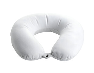 White neck pillow for travel and relaxation use. Isolated transparent background