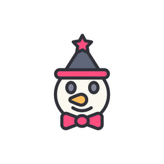 Cheerful Snowman In Party Hat Vector Illustration On Transparent