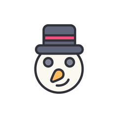Festive Snowman With Top Hat Icon On Transparent Background