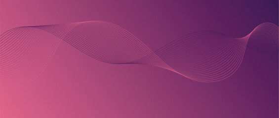 Abstract wave lines in purple pink gradient on minimalist background. Futuristic and dynamic look, perfect for tech, digital, and modern design projects.
