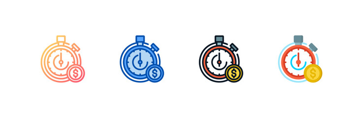 Time icon set multiple style collection